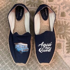 Soludos Dark Blue Espadrilles with Embroidery